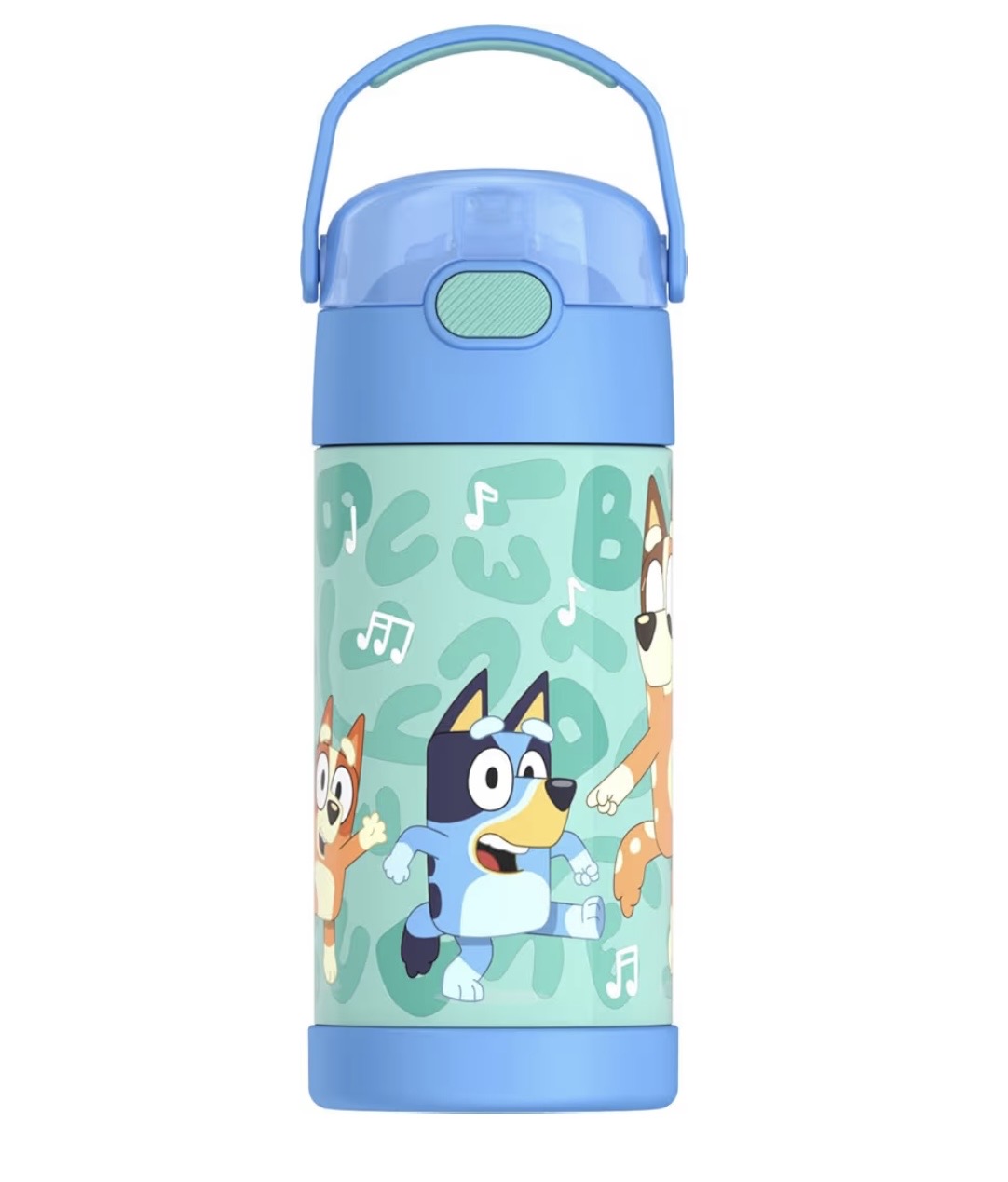 THERMOS FUNTAINER - Botella de agua con pajita, 12 onzas, azul Botella de agua aislada de acero inoxidable para niños — foto 1