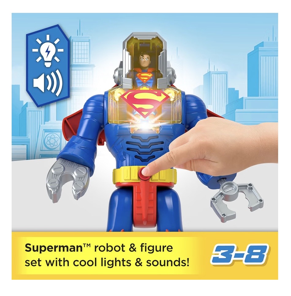 Fisher-Price Imaginext DC Super Friends Superman juguete Insider & Exo Suit Superman Robot de 12 pulgadas con luces — foto 3
