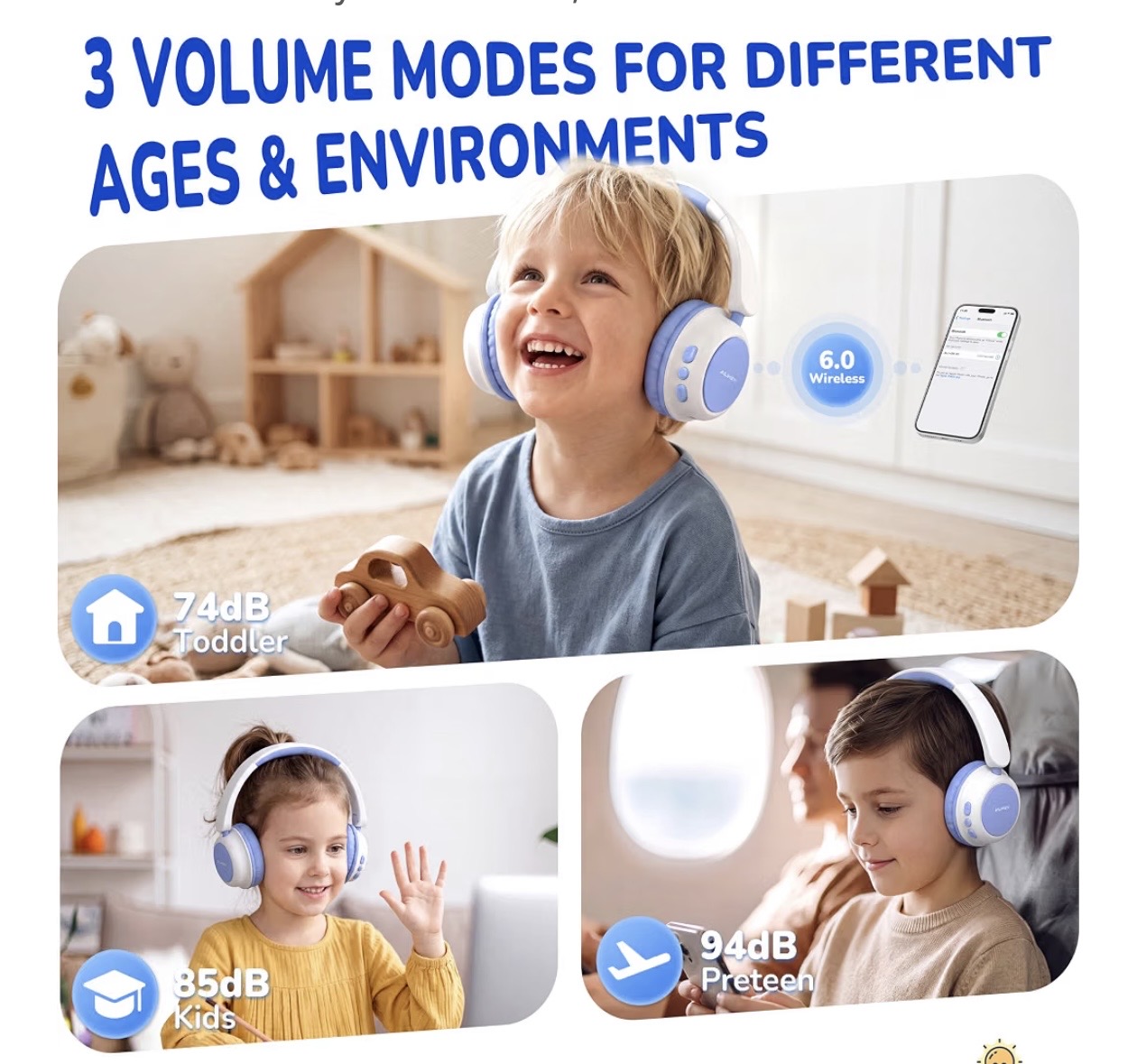 AILIHEN Auriculares Bluetooth para niños pequeños — foto 2