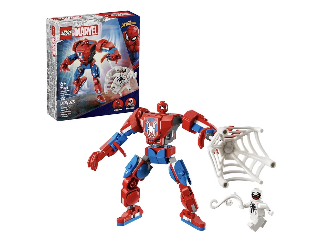 LEGO Marvel Spider-Man Mech vs Anti-Venom - Juego de juguetes de construcción – Juguete de Spider-Man para niños — foto 1