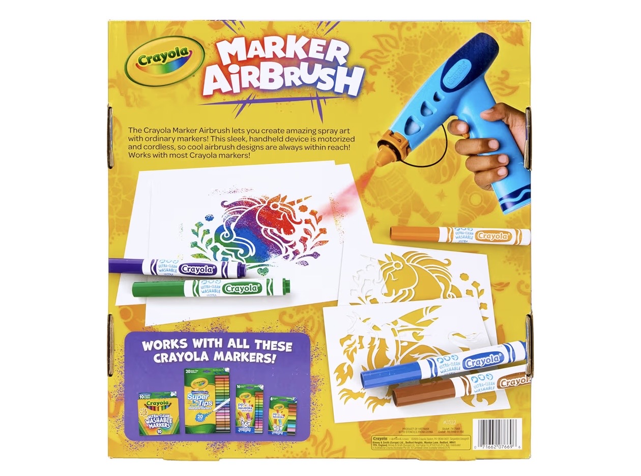 Crayola Kit de arte en aerosol con aerógrafo, 8 marcadores lavables, 5 Juguetes — foto 3